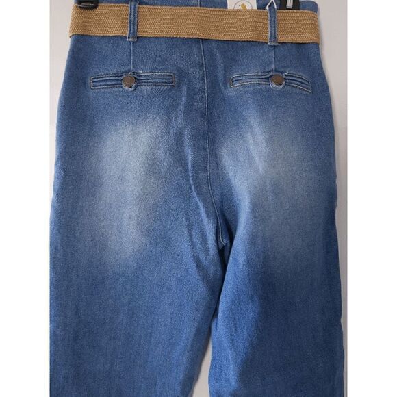 Women's High Waist Straight Leg Belted Jeans 5 - Picture 3 of 8